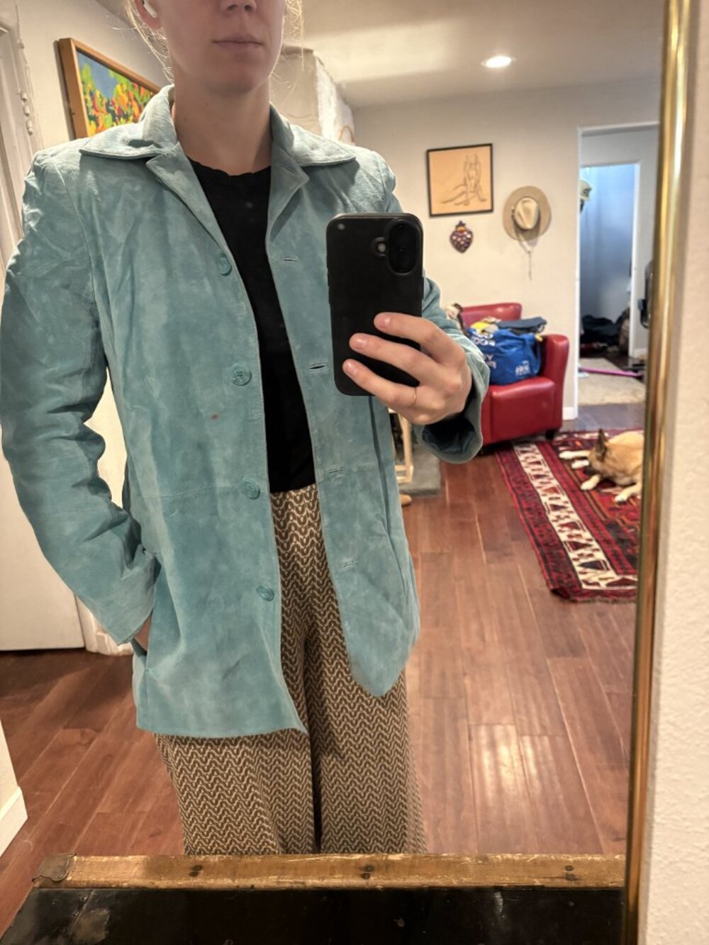 Vintage Blue Suede Coat